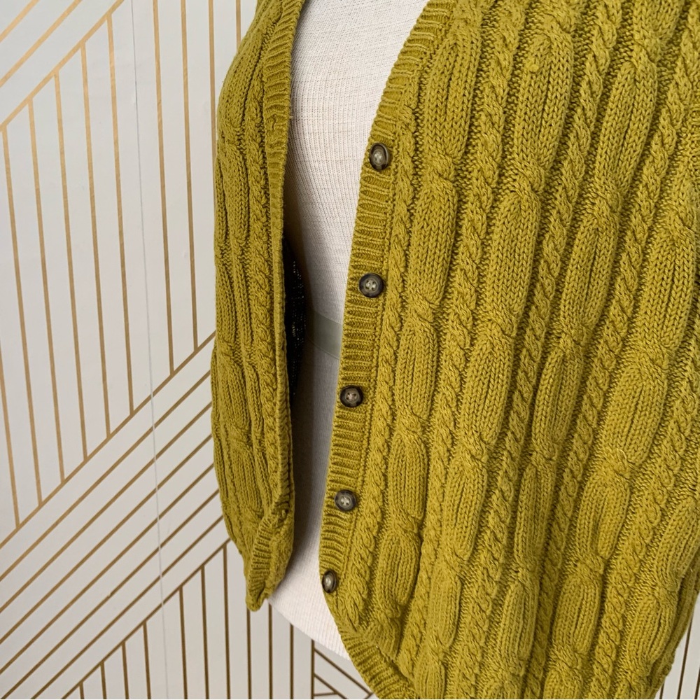 Vintage Karen Scott Fairy Core Forest Nymph Cable knit Sweater Vest Chartreuse L - Picture 6 of 11